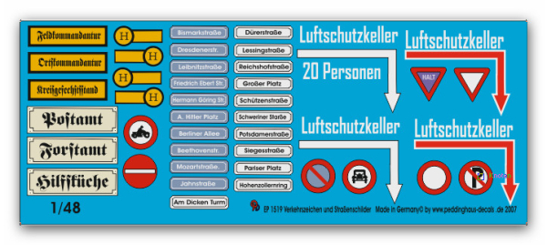 Peddinghaus-Decals 1/48 1519 Verkehrszeichen und Straßenschilder