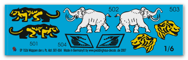 Peddinghaus-Decals 1:6 1526  Wappen der s. Pz Abt. 501-504