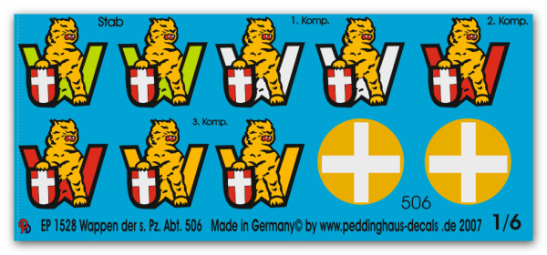 Peddinghaus-Decals 1:6 1528  Wappen der s. Pz Abt. 506