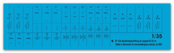 Peddinghaus-Decals 1:35  1536  ammo markings for 28 cm Leopold K 5 railwaygun