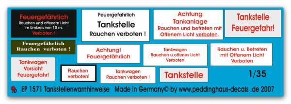 Peddinghaus-Decals 1:35  1571  german refuel warning devices for refuel stations paperprint