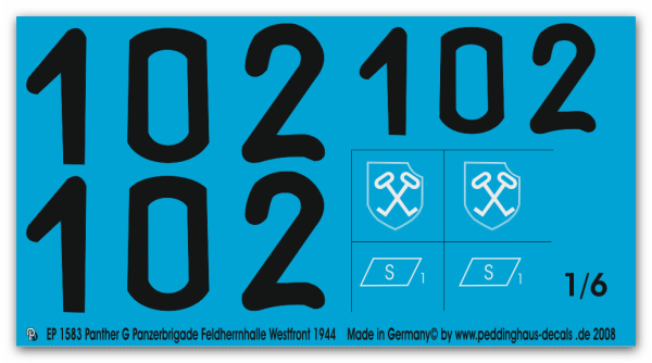 Peddinghaus-Decals 1:6 1583  Panther G Panzerbrigade Feldherrnhalle 1944