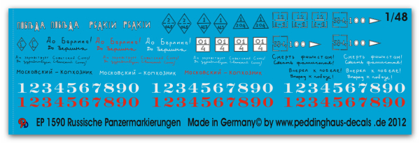 Peddinghaus-Decals 1/48 1590 Russian tank markings for 7 tanks