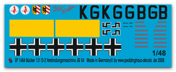Peddinghaus-Decals 1:48 1684 Bücker 131 D-2 Verbindungsmaschine des JG 54 KG*GB