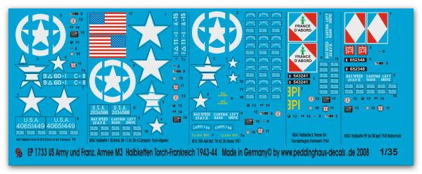 Peddinghaus-Decals 1:35  1733 M3A1 US und Franz. Halbketten 1943-44