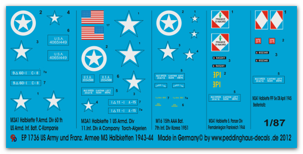 Peddinghaus 1/87 1736 M3A1 US und Franz. Halbketten 1943-44