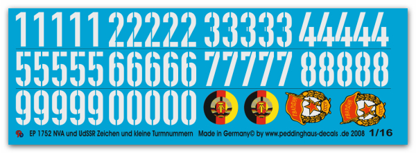 Peddinghaus-Decals 1:16 1752 NVA and UDSSR signs and numbers and tactical markings