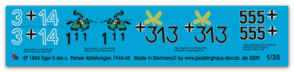 Peddinghaus-Decals 1:35 1804 4 Tiger II der s.Pz. Abteilungen 1944-45