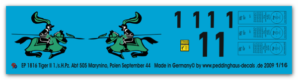 Peddinghaus-Decals 1:16 1816 Tiger II 1./s.H.Pz. Abt 505 Marynino. Polen September 44