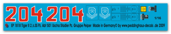 Peddinghaus-Decals 1:16 1818 Tiger II 2.s.SS Pz. Abt 501 Uscha Stadler Pz. Gruppe Peiper 44