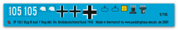 Peddinghaus-Decals 1:16 1831 Stug III Ausf F Stug Abt Div Großdeutschland
