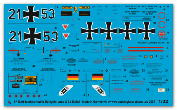 Peddinghaus 1/32 1840  german airforce Starfighter Jabo G 33 Büchel