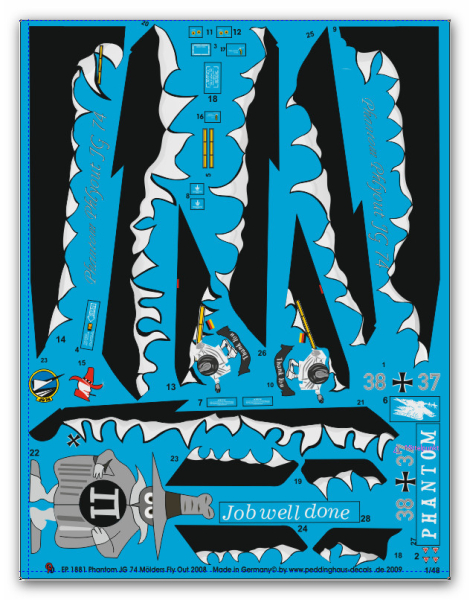 Peddinghaus-Decals 1:48 1881 Phantom german airforce JG 74 Mölders Flyout 2008