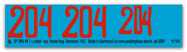 Peddinghaus-Decals 1:16 1892 KV 1 s unbek. Russ. Panzer Reg. Demjansk 1942