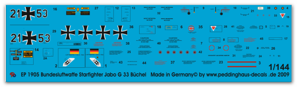Peddinghaus-Decals 1:144  1905 german airforce Starfighter Jabo G 33 Büchel