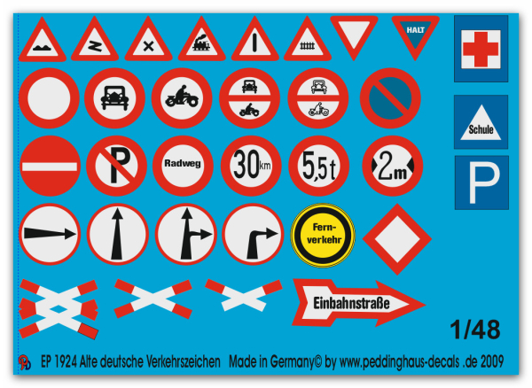 Old German Traffic Signs WWI / WWII & post Peddinghaus 1/87 67 signs 3721 HO 