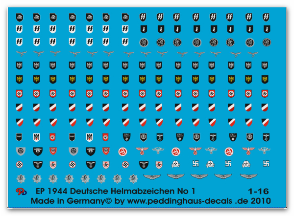 Peddinghaus-Decals 1:16 1944 German steel helmets markings No1