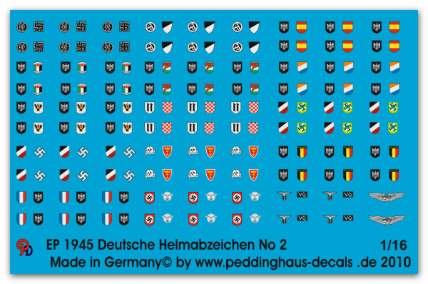 Peddinghaus-Decals 1:16 1945 German steel helmets europaenvolunteer markings No2