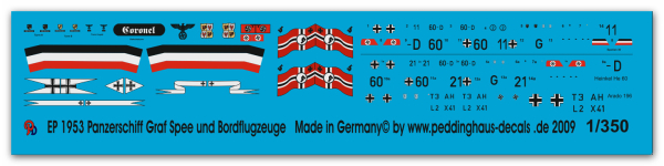 Peddinghaus 1/350 1953  Pocketbattleship Graf Spee markings and boardplanes