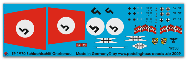 Peddinghaus 1/350 1970  Battleship Gneisenau markings