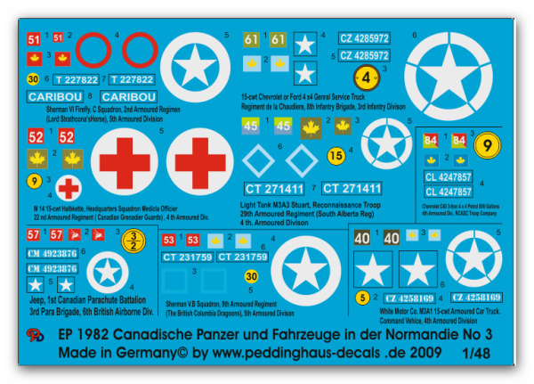 Peddinghaus-Decals 1/48 1982 Canadian tanks and vehicles in the Normandy No 3