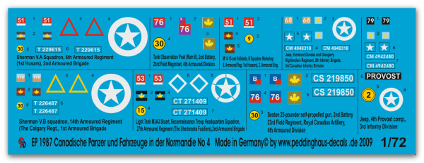 Peddinghaus-Decals 1:72 1987   Canadische Panzer und Fahrzeuge in der Normandie No 4
