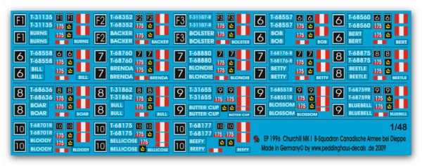 Peddinghaus-Decals 1/48 1996 Churchill MK I B-Squadron Canadian Army at Dieppe