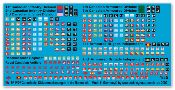 Peddinghaus-Decals 1:35 1999 Canadian unit markings in the Normandy