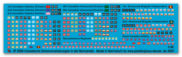 Peddinghaus-Decals 1/48 2000 Canadische Divisonszeichen in der Normandie
