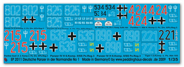 Peddinghaus-Decals 1:35  2011 Deutsche Panzer in der Normandie No 1