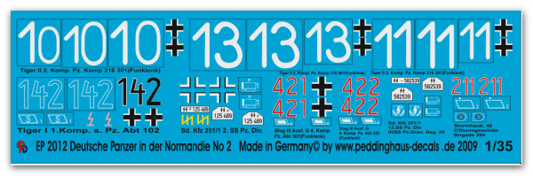 Peddinghaus-Decals 1:35  2012 Deutsche Panzer in der Normandie No 2