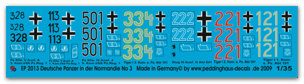 Peddinghaus-Decals 1:35 2013 Deutsche Panzer in der Normandie No 3