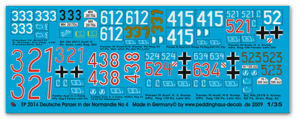 Peddinghaus-Decals 1:35  2014 Deutsche Panzer in der Normandie No 4