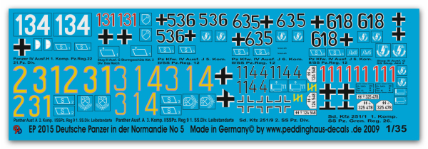Peddinghaus-Decals 1:35 2015 Deutsche Panzer in der Normandie No 5