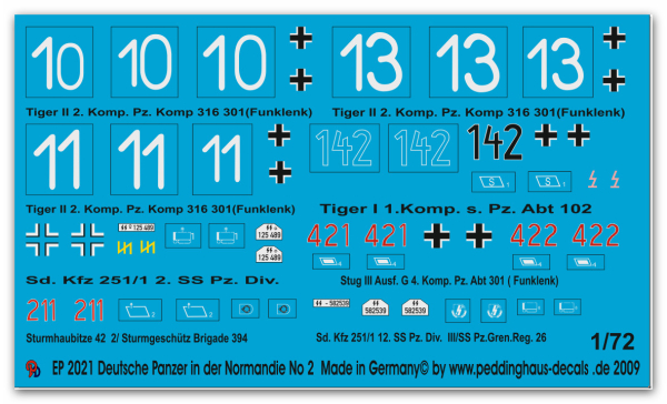 Peddinghaus-Decals 1:72 2021  Deutsche Panzer in der Normandie No 2
