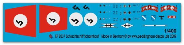 Peddinghaus 1/400 2037  Schlachtschiff Scharnhorst Beschriftungssatz