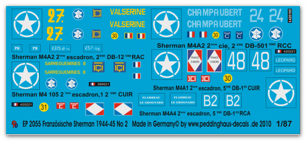 Peddinghaus 1/87 2055 5 Sherman tanks of the FFF in the Normandy No 2