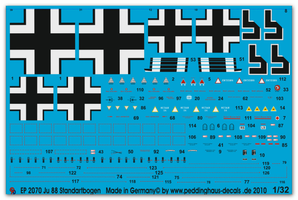 Peddinghaus 1/32 2070  major stencils for Ju 88