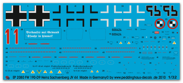 Peddinghaus 1/32 2080  FW 190-D9 Oblt Heinz Sachsenberg JV 44