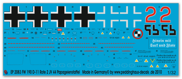 Peddinghaus 1/32 2083  FW 190 D-11 rote 2 des JV 44 Papageienstaffel Dirschauer