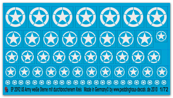 Peddinghaus-Decals 1:72  2092 US Army Sterne weiss mit durchbrochenem Kreis