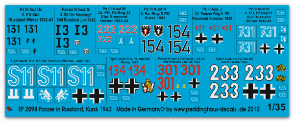 Peddinghaus-Decals 1:35 2098 Panzer in Russland, Kursk 1943