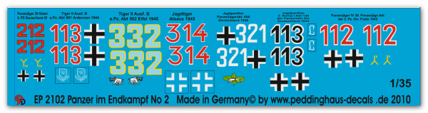 Peddinghaus-Decals 1:35  2102 Panzer im Endkampf No 2