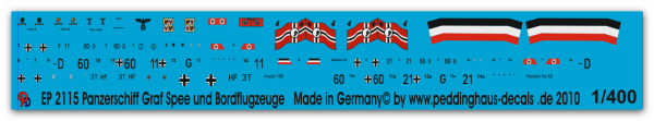 Peddinghaus 1/400 2115  Pocketbattleship Graf Spee markings