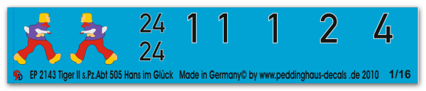Peddinghaus-Decals 1:16  2143 Tiger II s. Pz .Abt 505 Hans im Glück