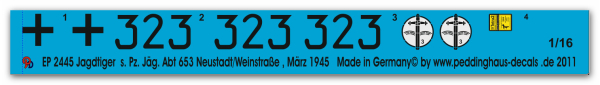 Peddinghaus-Decals 1:16  2445 Jagdtiger s. Pz. Jäg Abt. 653 Neustadt