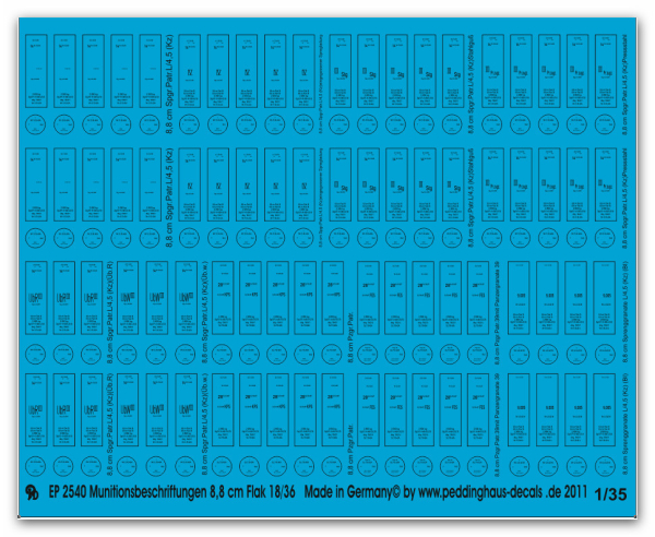 Peddinghaus-Decals 1:35  2540  Ammo markings for 8,8 cm Flak 18/36