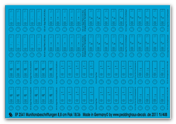 Peddinghaus-Decals 1:48 2541 Munitionsbeschriftungen für 8,8 cm Flak 18/36