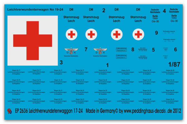 Peddinghaus-Decals 1:87 2636  leight wounded transport waggon ambulance train 655