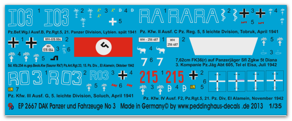 Peddinghaus-Decals 1:35 2667 DAK Panzer No 3